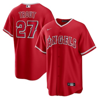 mens nike mike trout red los angeles angels alternate replic
